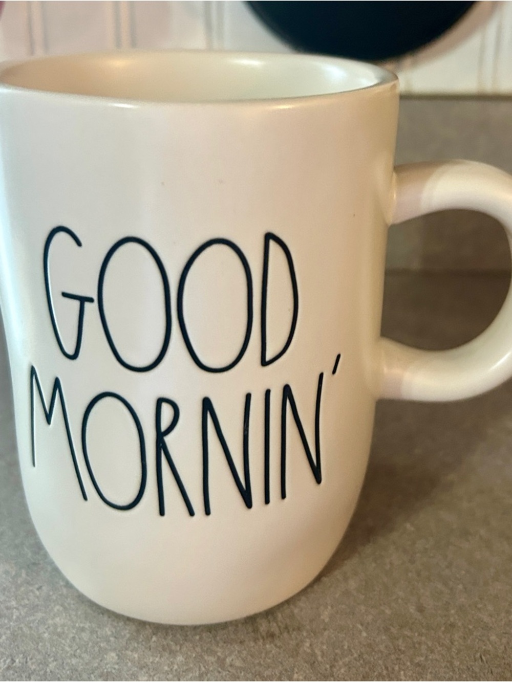 Rae Dunn White Ceramic Mug with Black "GOOD MORNIN'" Lettering